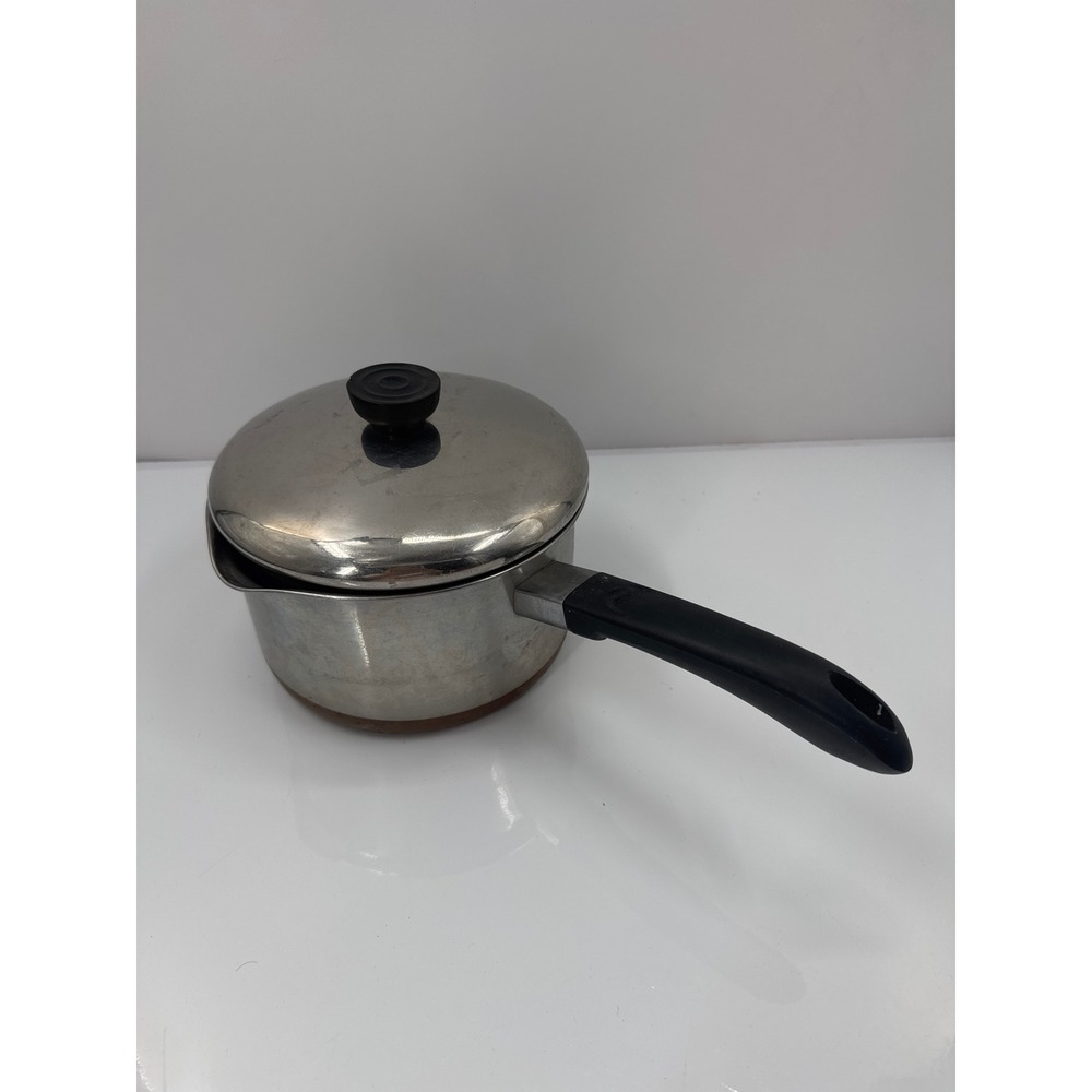Vintage Revere Ware 2 1/2 Qt Copper Bottom Saucepan with Lid Dual Pour Spouts